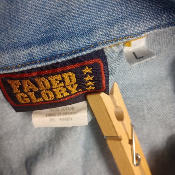 Faded Glory Women’s Denim Vest Large Button Front Classic Blue Jean - Picture 5 of 5